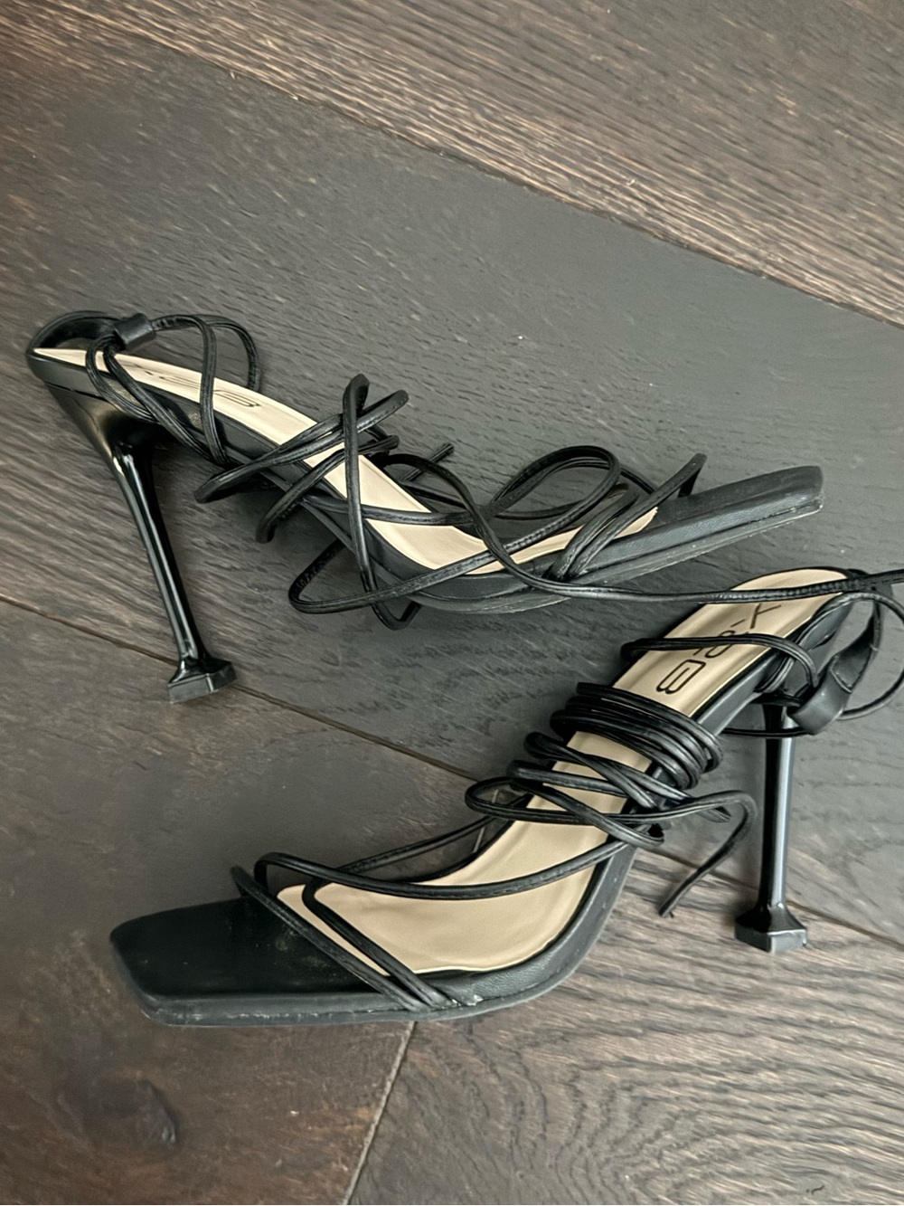 Black Strappy Stiletto Sandals
